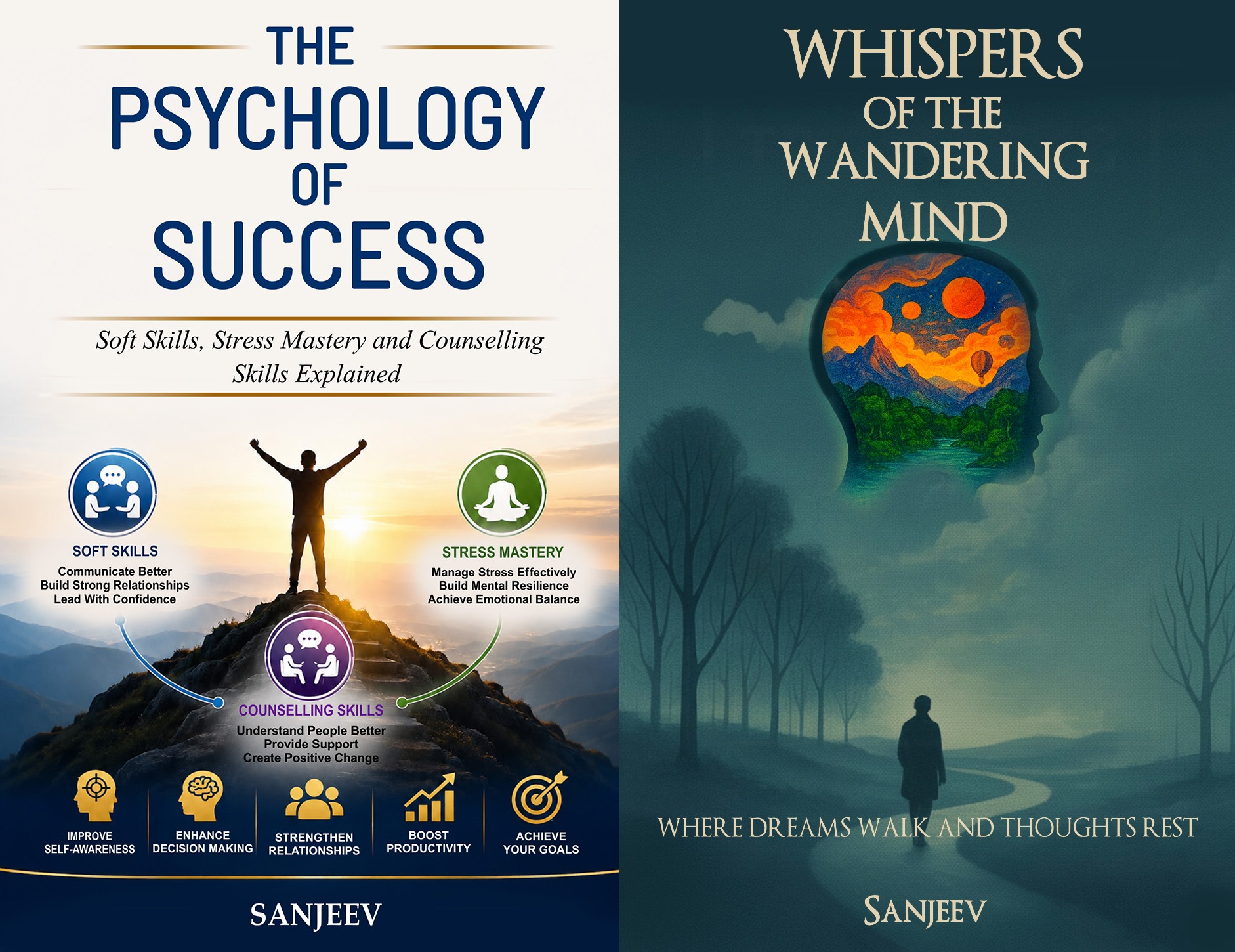 The Psychology of Success & Whispers of the Wandering Mind combo books author sanjeev